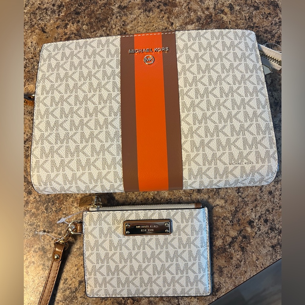 Michael Kors Gold and Tan Wallet